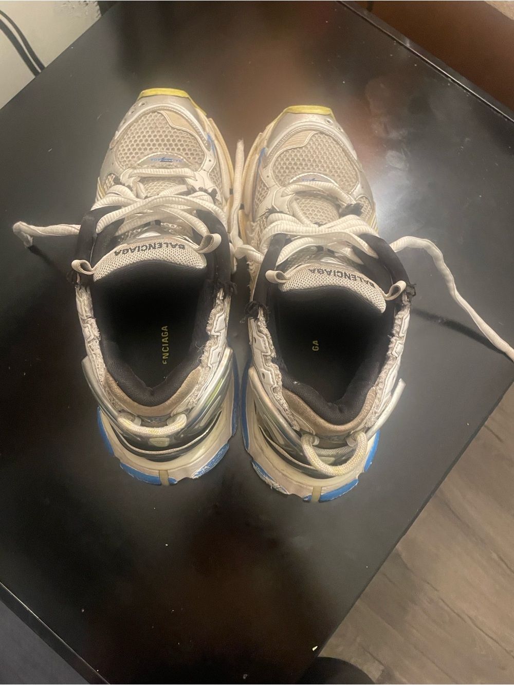 Balenciaga men’s White, Yellow & Blue Trainer Sneakers - Picture 5 of 5